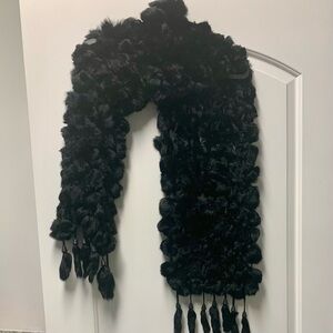 Elegant Black Rabbit Fur Scarf